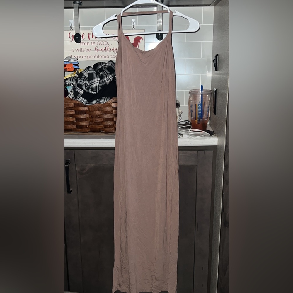 Maxi length brown dress